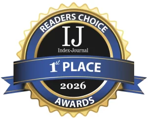 James Long, owner of Lakelands Overhead Door accepts the 2026 1st Place Index Journal Readers Choice Award
